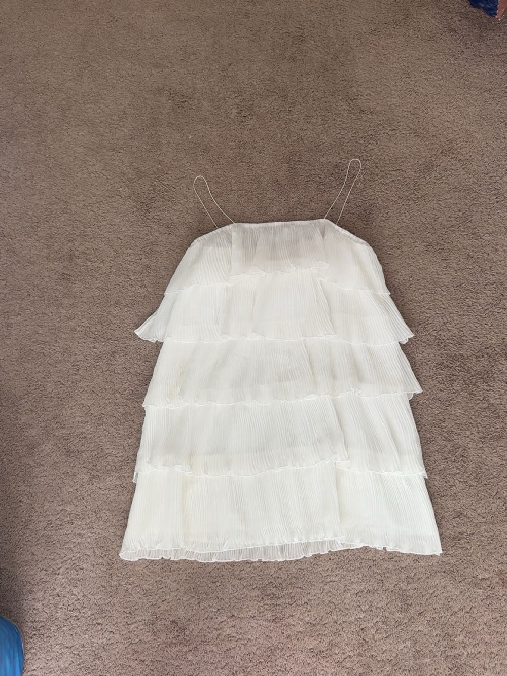 SHEIN White Tiered Ruffle Spaghetti-Strap Dress